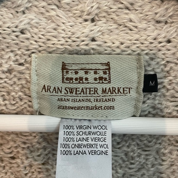 ARAN SWEATER MARKET Ireland Waterfall Cable Cardigan - Light Gray Size M - Picture 4 of 10